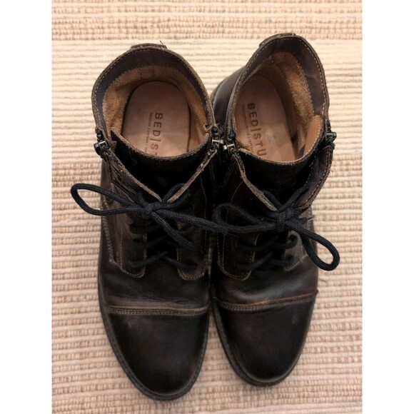 Bed Stu Cobbler Ankle Lace Up Side Zip Boots Dark Brown Vibram Soles Size 10 - Picture 3 of 14
